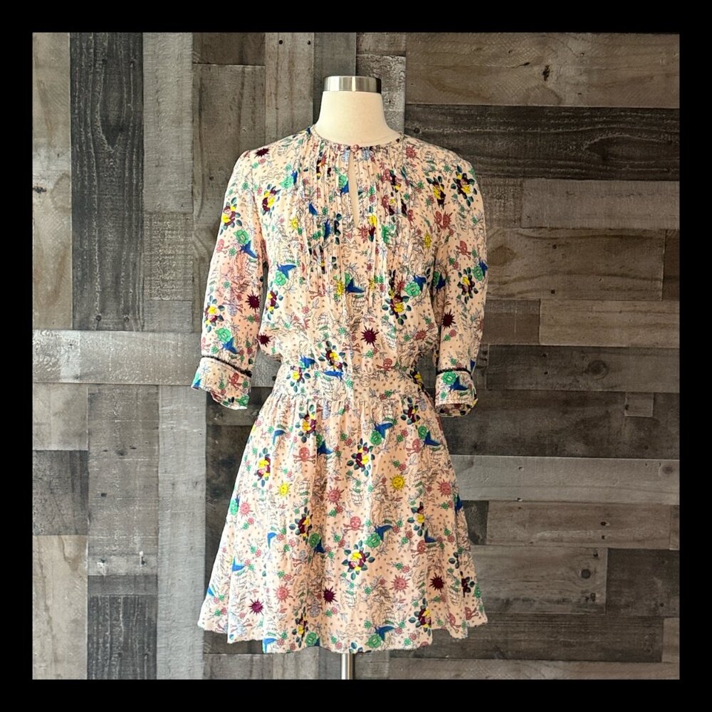 Zadig & Voltaire Remus Tattoo dress small floral pirate mermaid cute goth silk